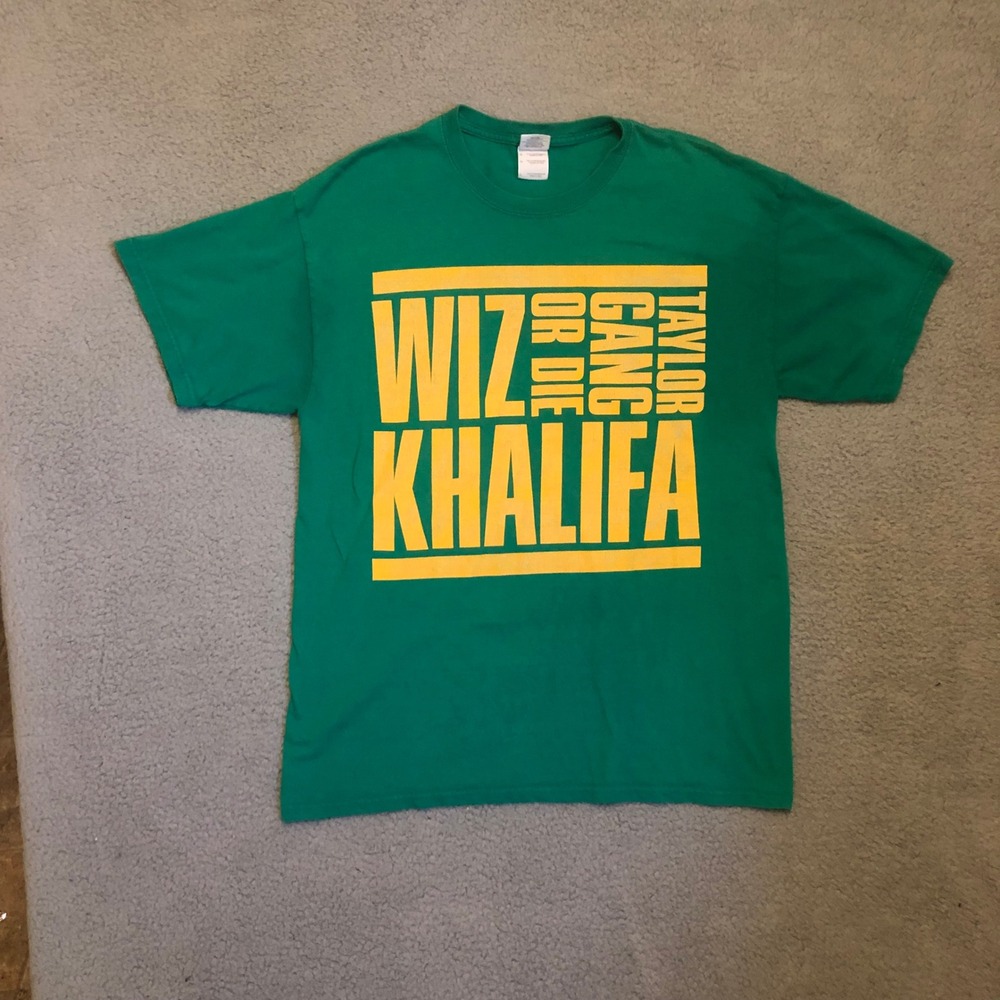 Vtg 2010s Wiz Khalifa Taylor Gang Or Die‎ Shirt Green Rap Tee Men Large Hip Hop